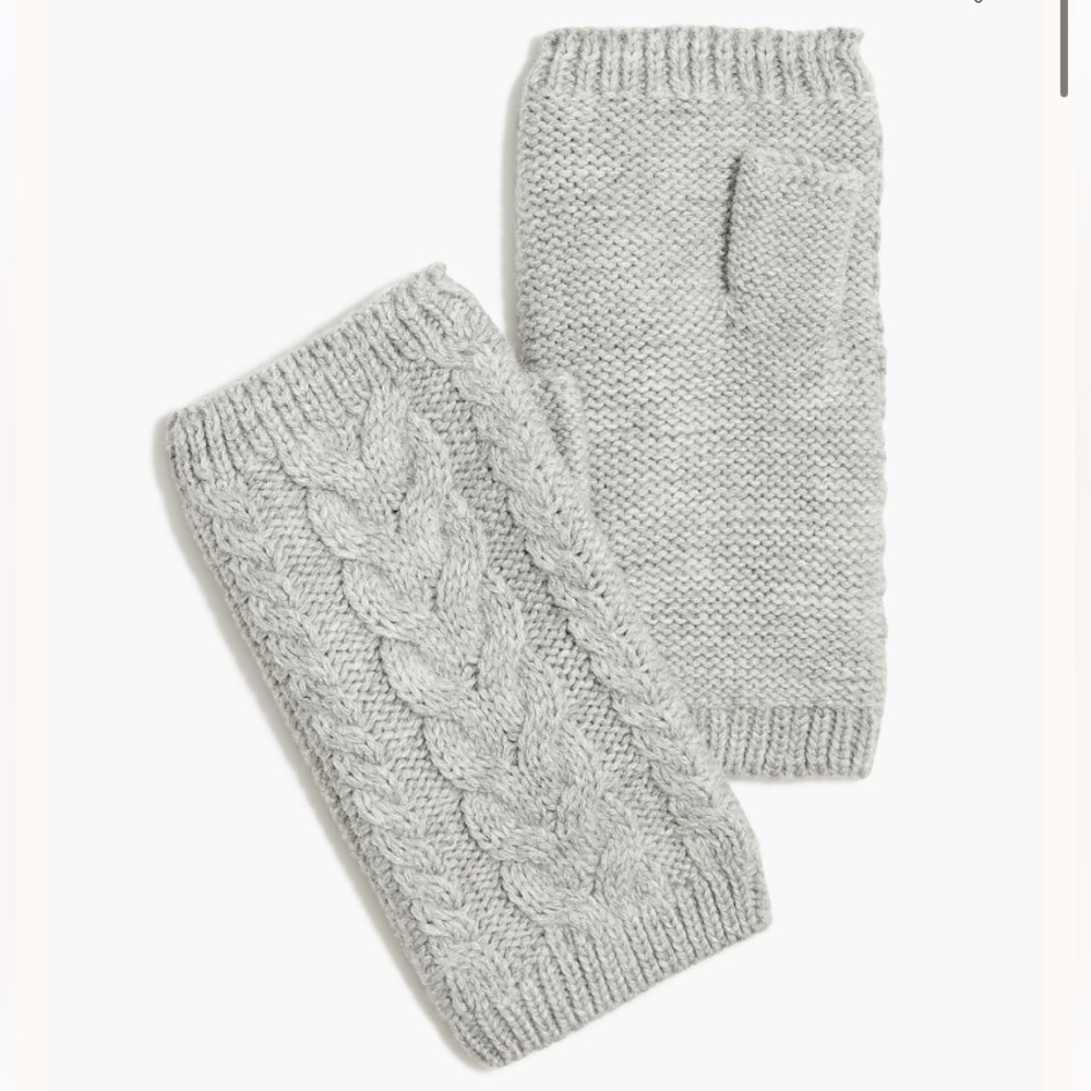 J. Crew Soft Gray Cable-knit Fingerless Gloves